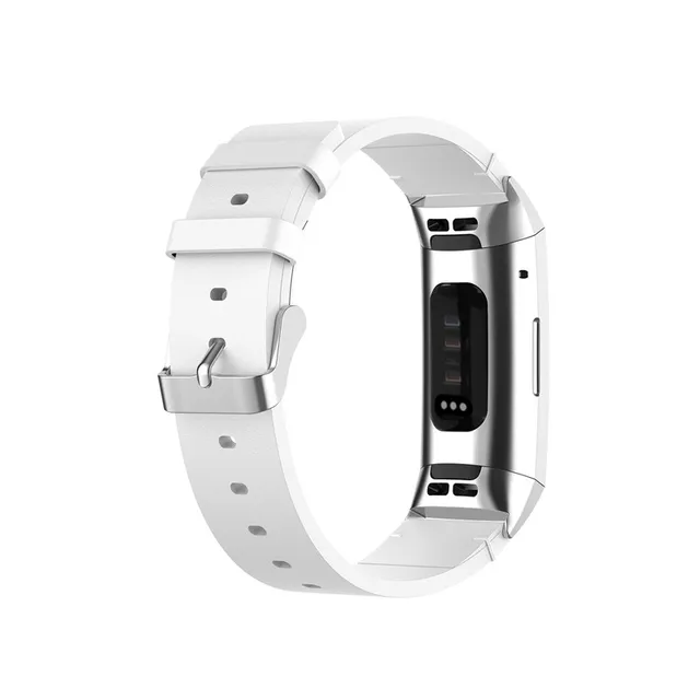 Leather Strap For Fitbit Charge 4 Replacement Bracelet For Fitbit Charge 3 Band Steel Buckle Belt for Fit bit Charge 3 SE xyst-white