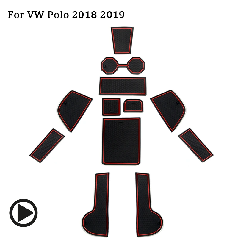 

Car-styling Stickers For VW Polo 2018 2019 Polo Plus For Volkswagen VW Polo MK5 MK6 6R 2017-2011 Door Groove Anti Slip Cup Mat