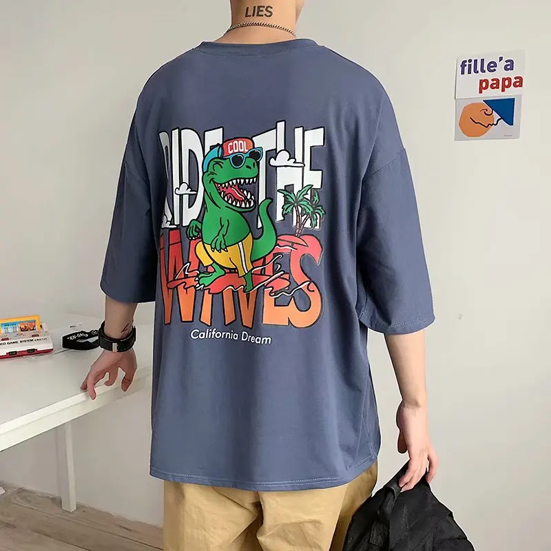 

Kawaii Creative graffiti Cartoon Print popular Hip Hop Short Sleeve T-shirt men Casual vintage style clothes Tenns Summer Tops