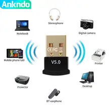 Ankndo-adaptador de áudio wireless com bluetooth 5.0, transmissor/receptor de áudio, sem fio, para computador, pc, laptops, mouse, teclado