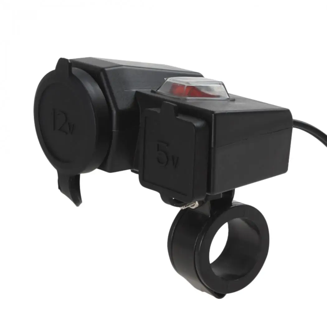 12V мотоциклов HX-5025 руль прикуривателя Мощность адаптер Зарядное устройство с выходом 5 V/2.1A Dual USB Порты и разъёмы Интеграция розетка