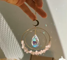 Розовый кварц и маленькая Луна в стиле «Ловца снов» с Луной и кристаллы, радужная призма, светильник диффузор, украшение дома, фея, Декор, подарком для друзей и близких Розовый кварц и маленькая Луна в стиле «Ловца снов» с Луной и кристаллы, радужная призма, светильник диффузор, украшение дома, фея, Декор, подарком для друзей и близких