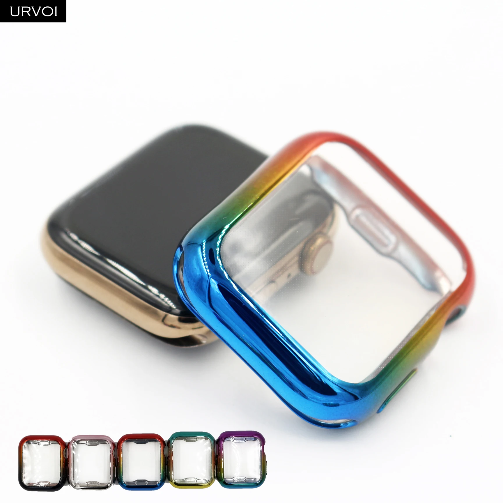 Чехол бампер URVOI для Apple Watch series 5 4 3 2 мягкий ТПУ чехол с передней пленкой iWatch защита