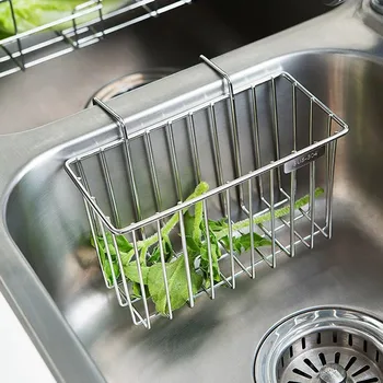

Stainless Steel Sponge Holder Rag Hook Sink Drain Shelf Sponge Basket Rack Sundries Organizer Home Storage Kitchen Accessories
