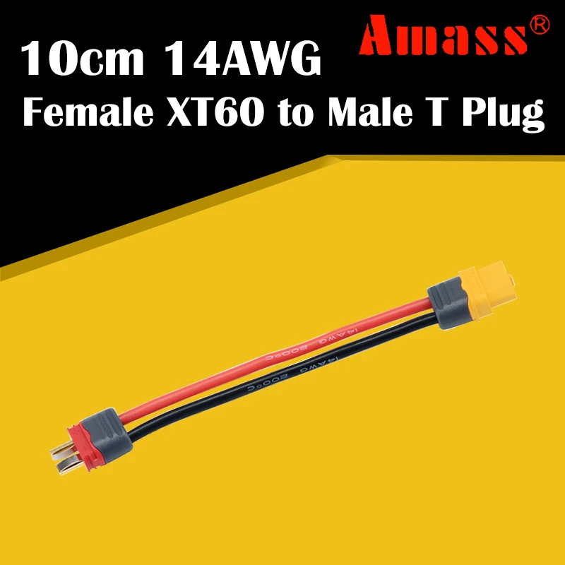 Amass 10 см 14AWG кабель Женский XT60 штепсельная вилка к штекеру T разъем для
