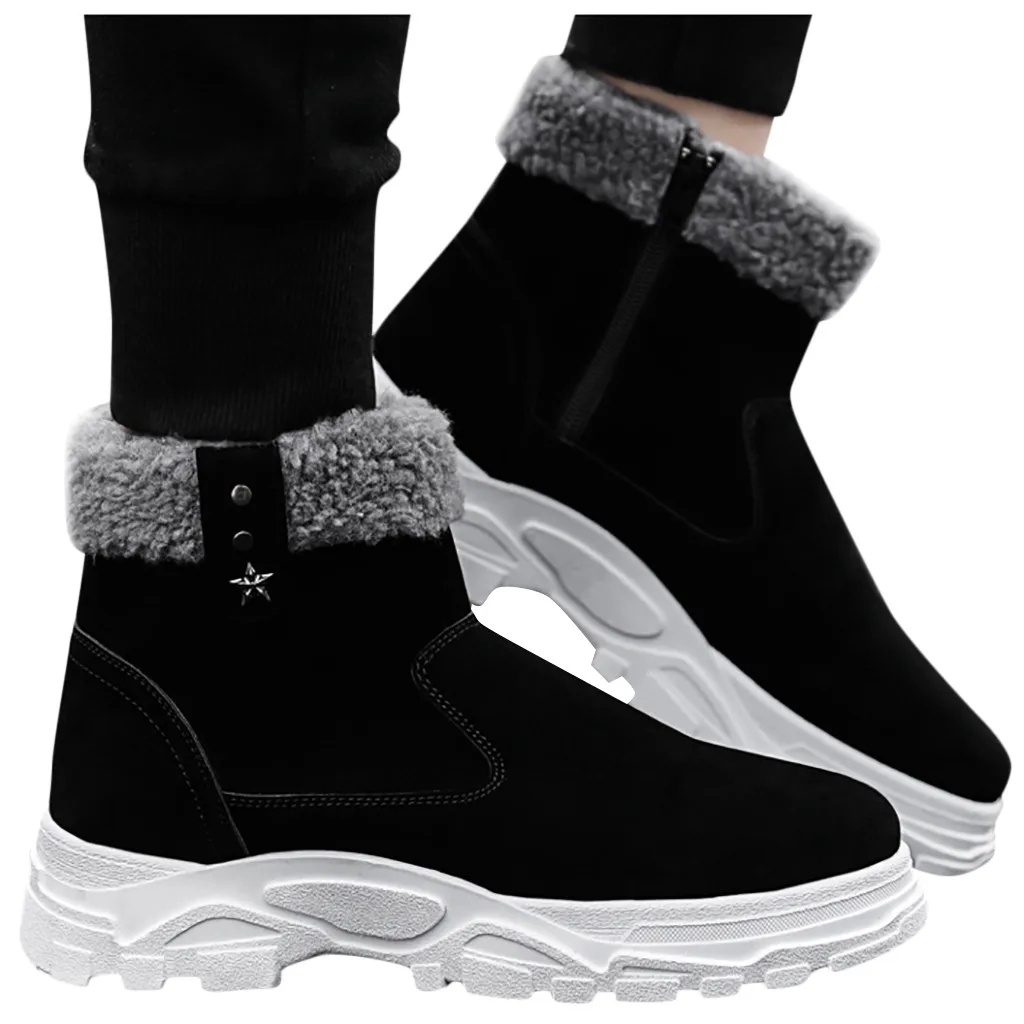 

Men's High Quality Work Safety Shoes Outdoor Tube Velvet Resistant Leisure platform shoes Non-Slip Tooling Breathable Boots
