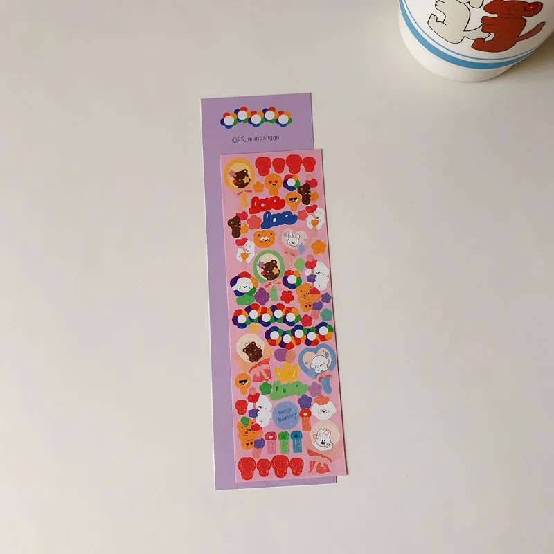 1Pc Ins Hot Kawaii Bear Bunny Stickers Scrapbooking Decorative Cute Sticker Korean DIY Diary Album Stick Label School Stationery