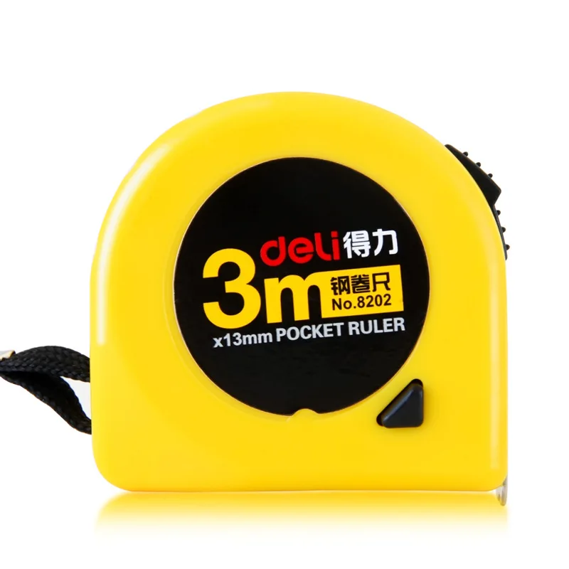 Deli мерная рулетка 8202 Противоударная линейка для чехла 3 м стальной кран