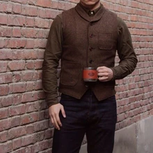 Men's Suit Vest Retro Denim Vest Wedding Groom Vest Steampunk Vest for men Waistcoat жилетка мужская