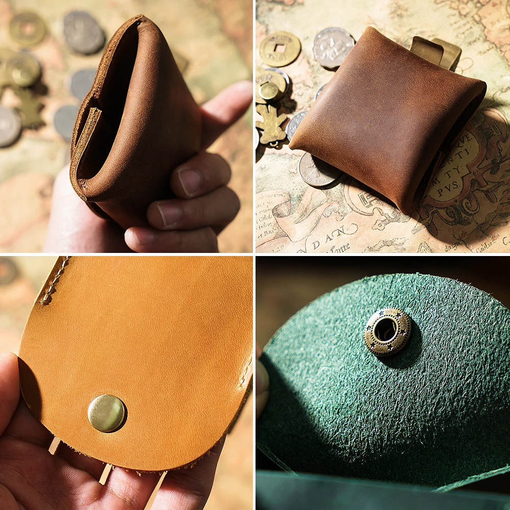 Genuine Cow Leather Coin Purse Mini Small Wallet Female Real Cow Leather Vintage Design Individuation Men Women Coin Bag