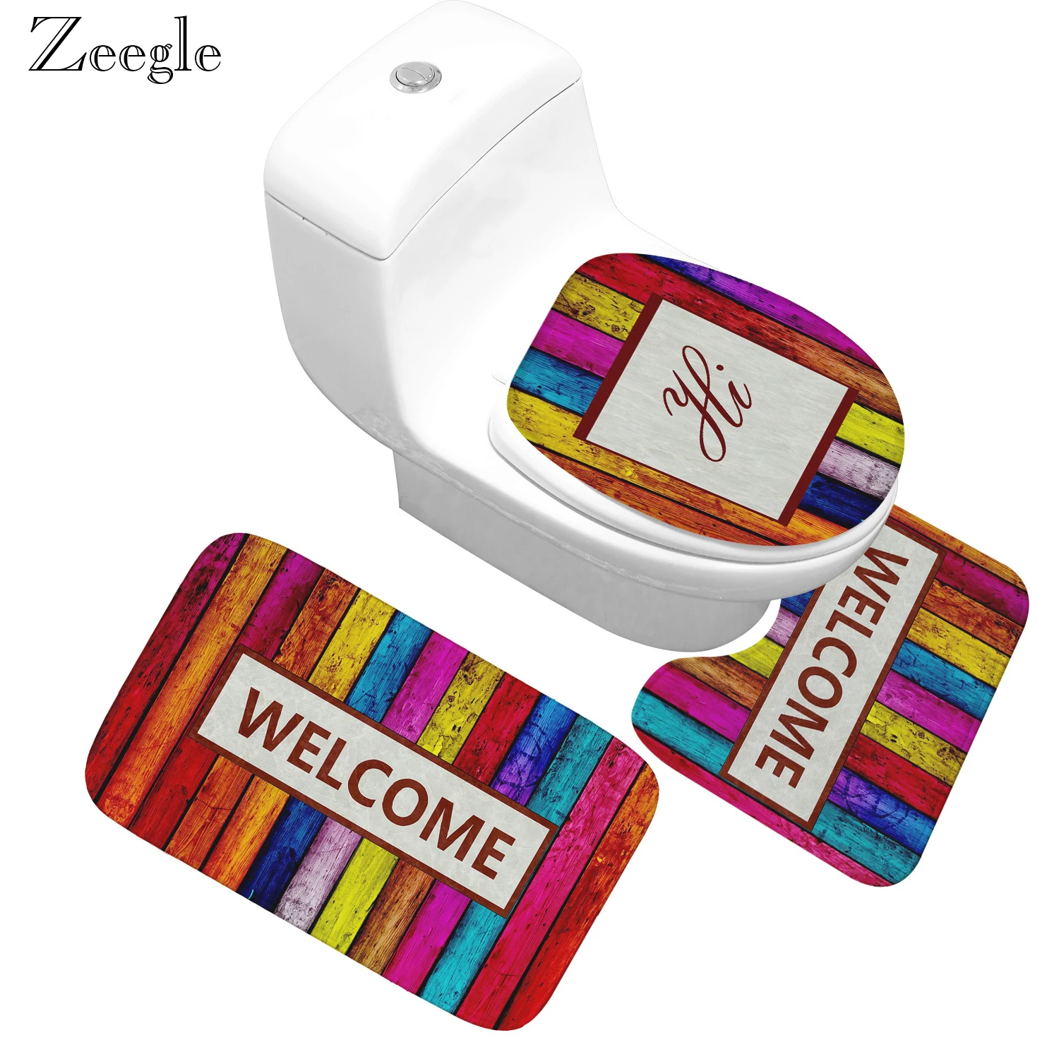 Bath Mat 3pcs Bathroom Mat Set Anti Slip Bathroom Doormat Shower Rug Soft Toilet Cover Seat Mat Absorbent Toilet Pedestal Rug