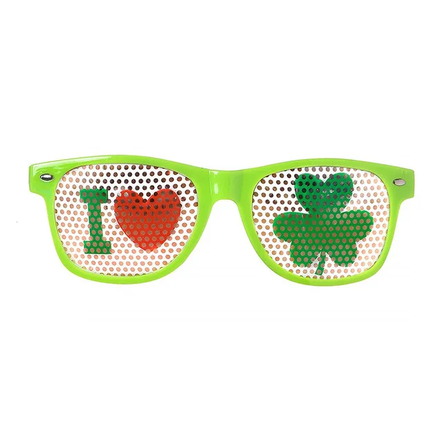 St Patricks Day  Irish Party Decorations Glasses Headwear Lucky Green Clover Funny Clover Green Hat Glasses Holiday Gift WQ07 (5)