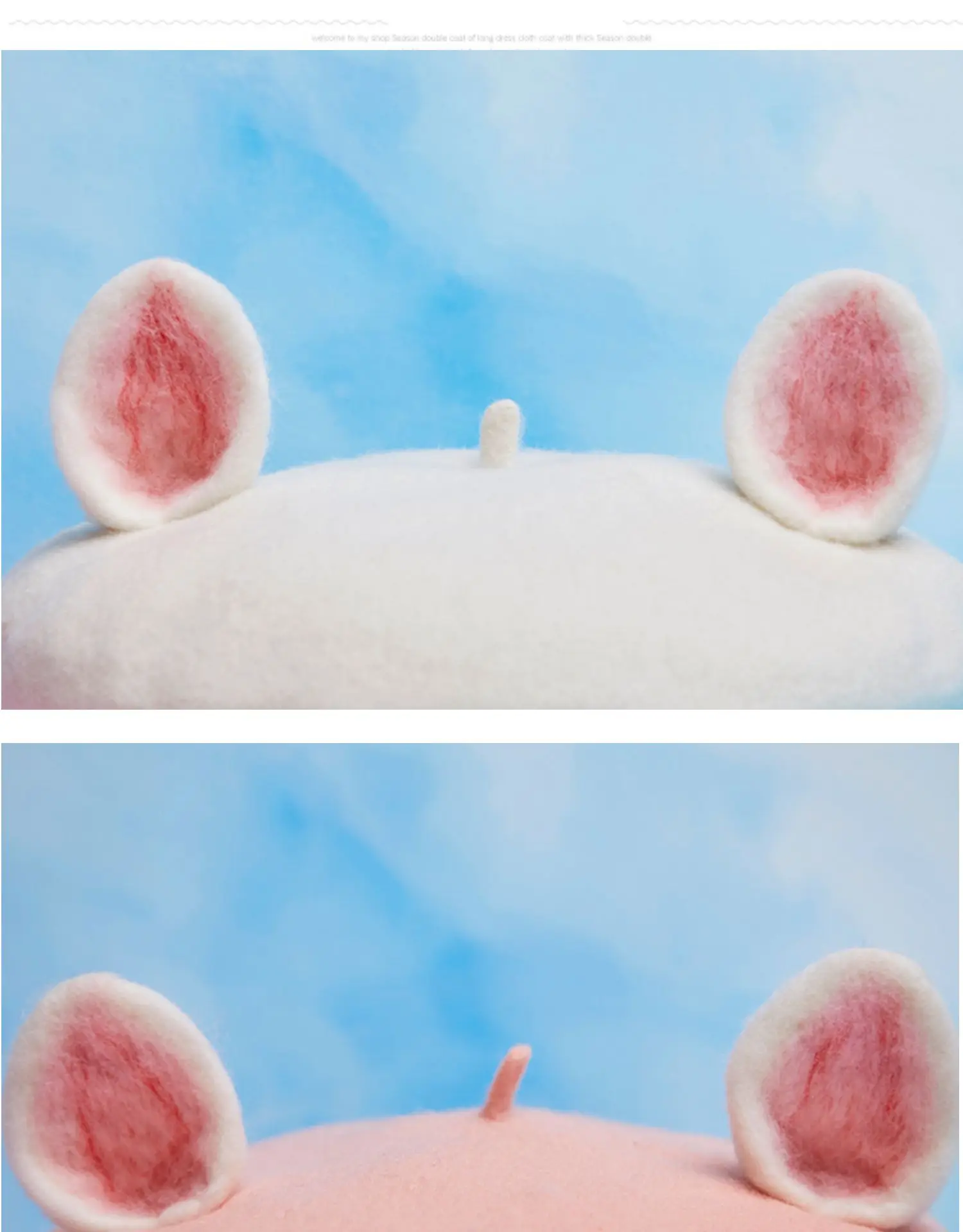 Ручной шерстяной фетровый берет express it in white cat ear show MOE painter cap