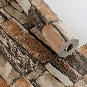 

3D Rustic Brick Wallpaper Stereoscopic Modern Design Roll Pearly Rustic Forest Woods Bedroom Living Room Wall Paper Home Decora