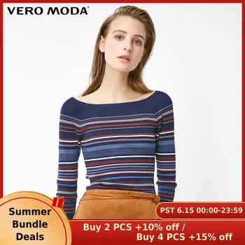 

Vero Moda Women's Round Neckline 3/4 Sleeves Striped Knit | 319124513
