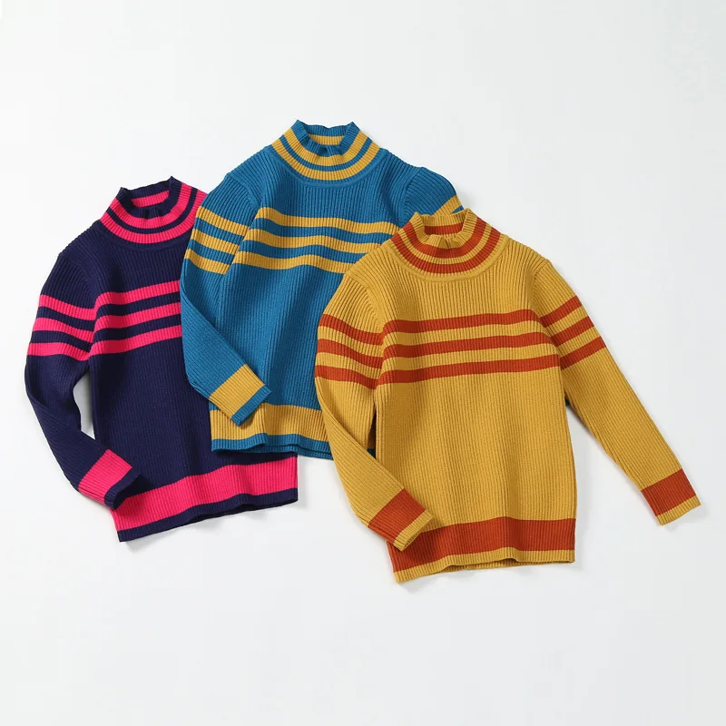 

2019 New Style Kids' Sweater Large Childrenswear Sweater Girls Core-Spun Yarn Collar Base Warm Sweater