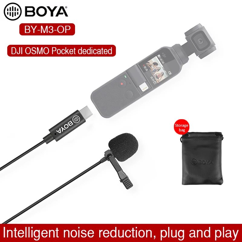 

BOYA BY-M3-OP Digital Lavalier Microphone for DJI OSMO POCKET Video Stabilizer Gimbal USB Type-C Vlog Film Video Recording Mic