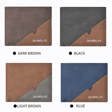 New men's short wallet tri-fold horizontal youth wallet stitching retro zipper wallet