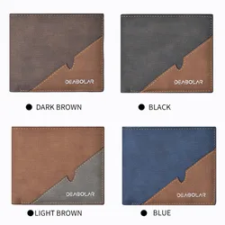 New men's short wallet tri-fold horizontal youth wallet stitching retro zipper wallet