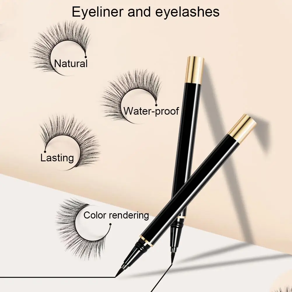 1 Pcs Magic Liquid Eyeliner With Lashes Gule Adhesive LinerWaterproof Long Lasting Quick Drying Use Normal False Eyelashes
