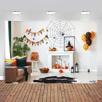 

Photography Backdrop Home Decor Halloween Pumpkins Webs Spiders Photo Background Photophone Photo Studio Photozone Vinyl