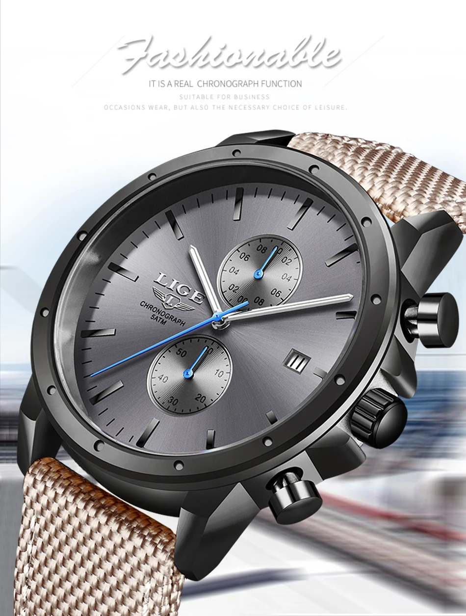 Новые мужские часы LIGE брендовые модные спортивные кварцевые часы мужские s водонепроницаемые часы с хронографом военные часы Relogio Masculino