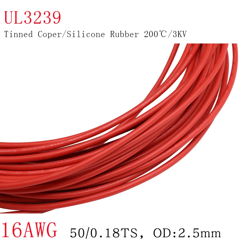 1 м 16awg UL3239 гибкий силиконовый провод изолированный луженый медный Электрический