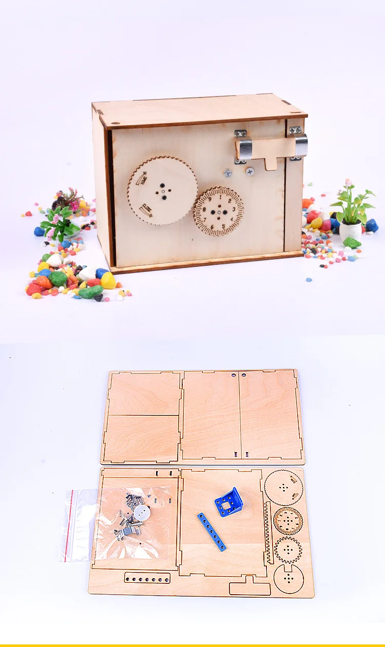 Технологический небольшой производственный Diy механический шифровальный ящик для детей ручной работы материал пакет учебный микроскоп