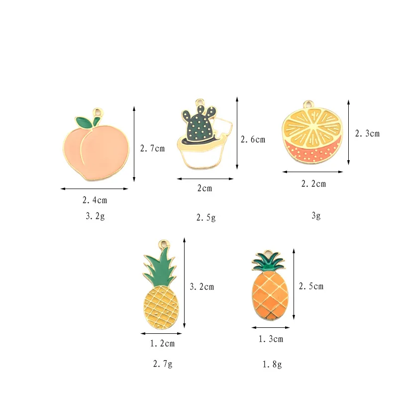 10 шт. ананас персик кактус Эмаль Подвески фрукты сплав подвижный кулон самодельный брелок серьги изготовление ювелирных изделий Аксессуары YZ577