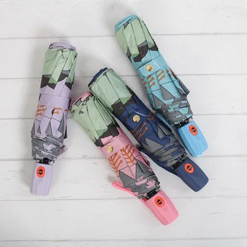 

Automatic Folding Umbrella Cartoon Dragon Cat Rain Gear Women Anti-UV Sun/Rain Black Coating Umbrella Kids Portable Waterproof