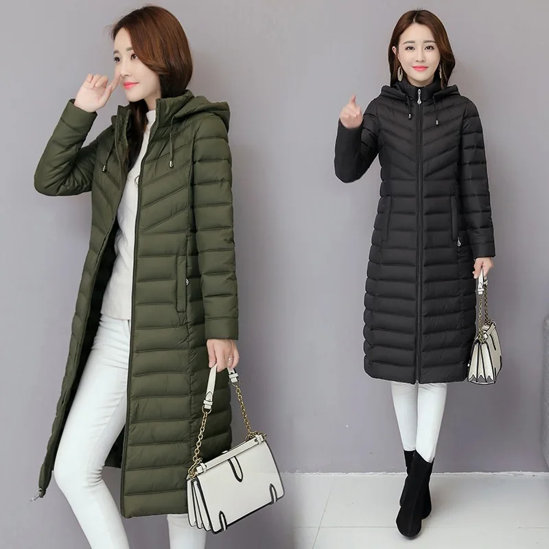 

Winter Cotton-padded Jacket Women's 2019 Thin Middle-aged Long Slim Fit Slimming over-the-Knee Cotton-padded Clothes down Jacket