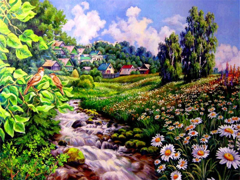 AZQSD сделай сам, 50x40 см, краски по номерам для пейзажей, украшения дома, масляные краски по номерам, полный набор для взрослых - Цвет: SZGD807