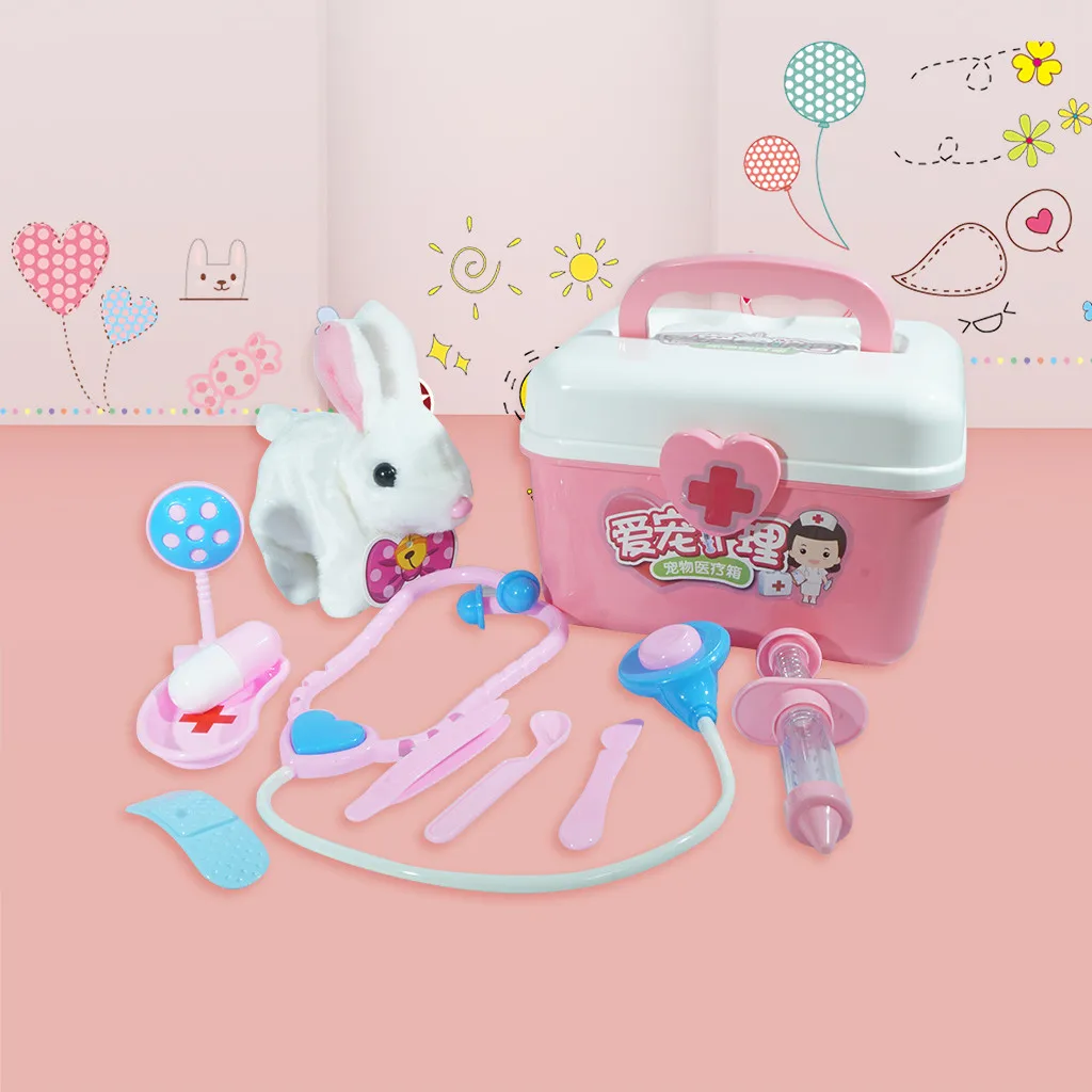 

Education For Kids Fun Learning Toys For Children Adorable Plush Rabbit For Role-Play Fun Interactive Pet Carrier TOY Gift W827