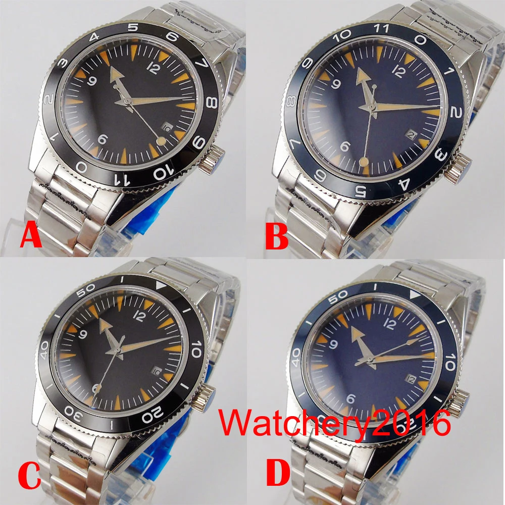 Деловые мужские часы Nologo Mechancial 41 мм 24 Драгоценности Miyota 8215 Move t Glass Back плоский
