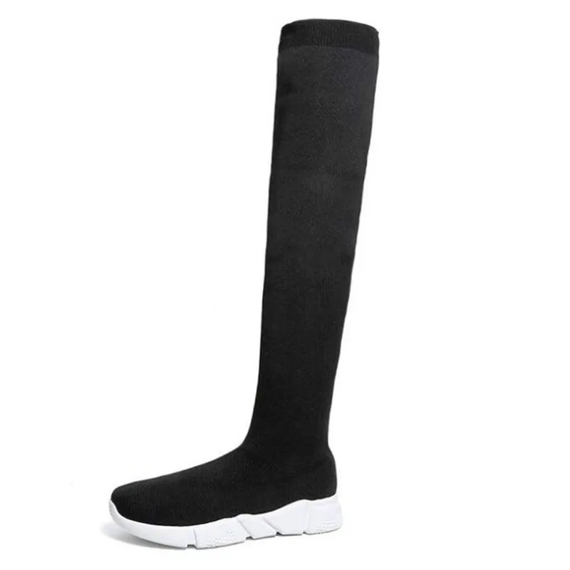 Г., женские носки высокие облегающие ботфорты осенне-зимние эластичные высокие ботинки на танкетке, обувь, W850