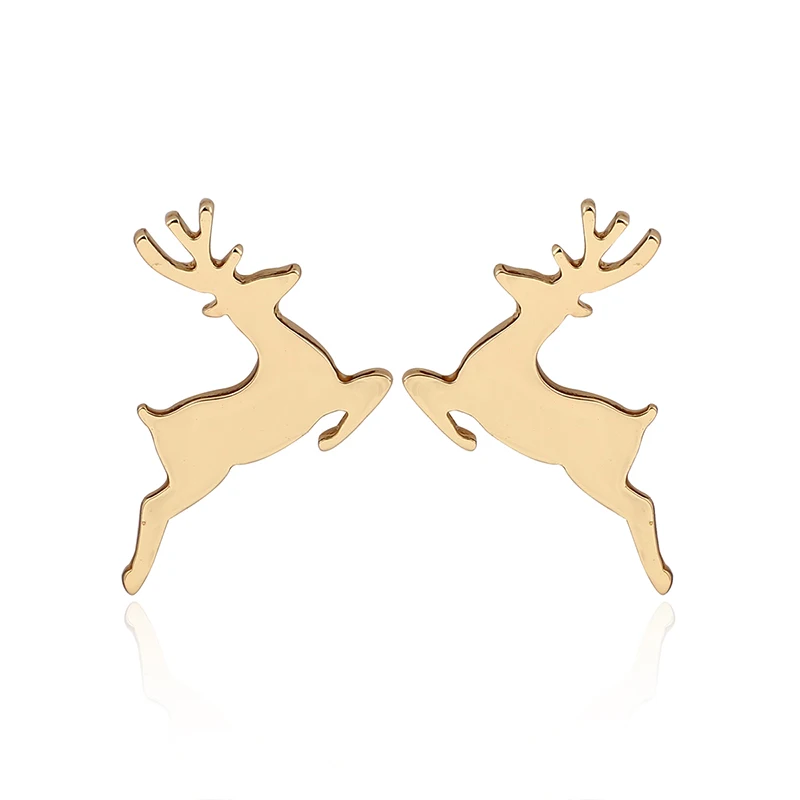 Jisensp новые рождественские серьги маленькие серьги-гвоздики в виде оленя для женщин и девочек детские ювелирные изделия из нержавеющей стали аксессуары Pendientes Mujer - Окраска металла: GED088G