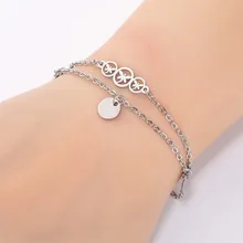 Модный женский браслет, двойной ювелирный браслет из нержавеющей стали, студенческий браслет, полый гламурный браслет для девушек, дружеский подарок