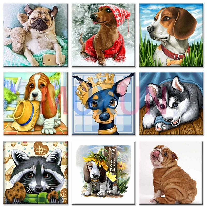 

Cartooon Diamond Embroidery Animal 5D Diamond Painting Rhinestones Full Square Diamond Mosaic Pet Dog Home Decoration Photo Jh26