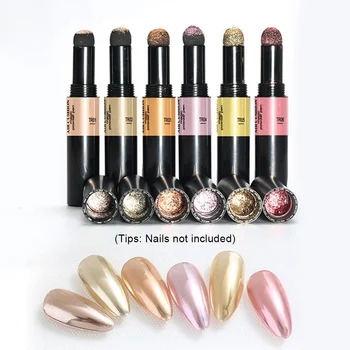 

6 Colors Professional Air Cushion Nails Powder Pen Set-Holographic with Glitter Decor Mirror Effect for Nail Art Decorations