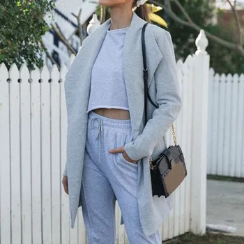 

Women 2020 Cardigan Coat Autumn Pockets Long Sleeve Lapel Collar Loose Women Casual Overcoat Jacket Trench Coat Plus Size