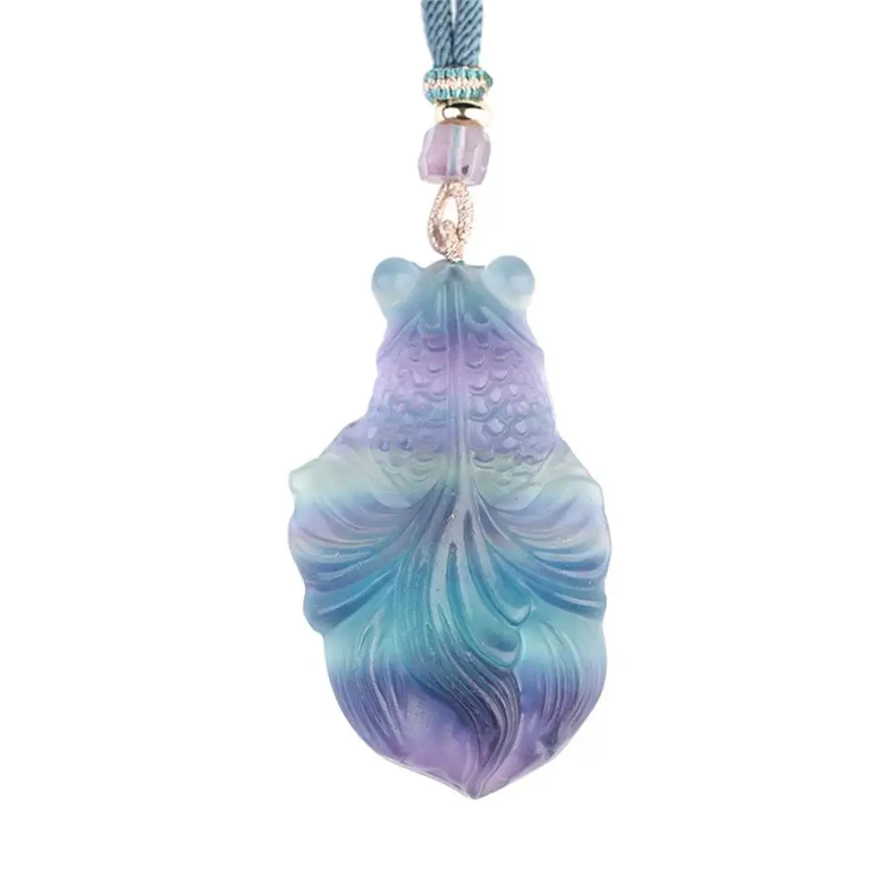 

Fish Shape Natural Fluorite Pendant Jewelry For Woman Man Healing Colorful Rainbow 52x30x10mm Beads Stone Pendant Necklace AAAAA