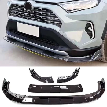 

Front Bumper Lip Diffuser Spoiler For toyota rav4 2020 3piece Carbon Fiber Look golss Black Car Lower Body Kit