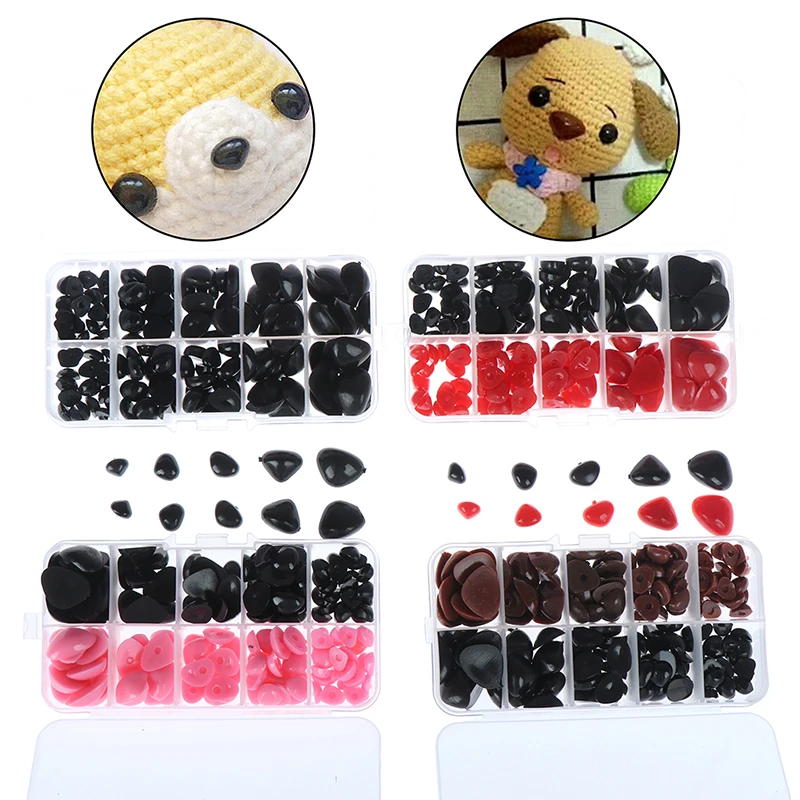 

Round Flat Black Eye Triangle Nose Plastic Eyes for Dolls Making Toys Bear Dolls Eyes Amigurumi Making Accessories 5sizes/150pcs