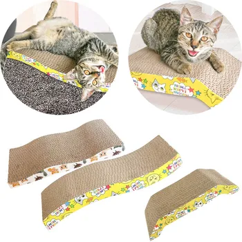 

S-style Harden Corrugated Paper Cat Scratcher Board Pet Cat Toy Claw-grinding Plate