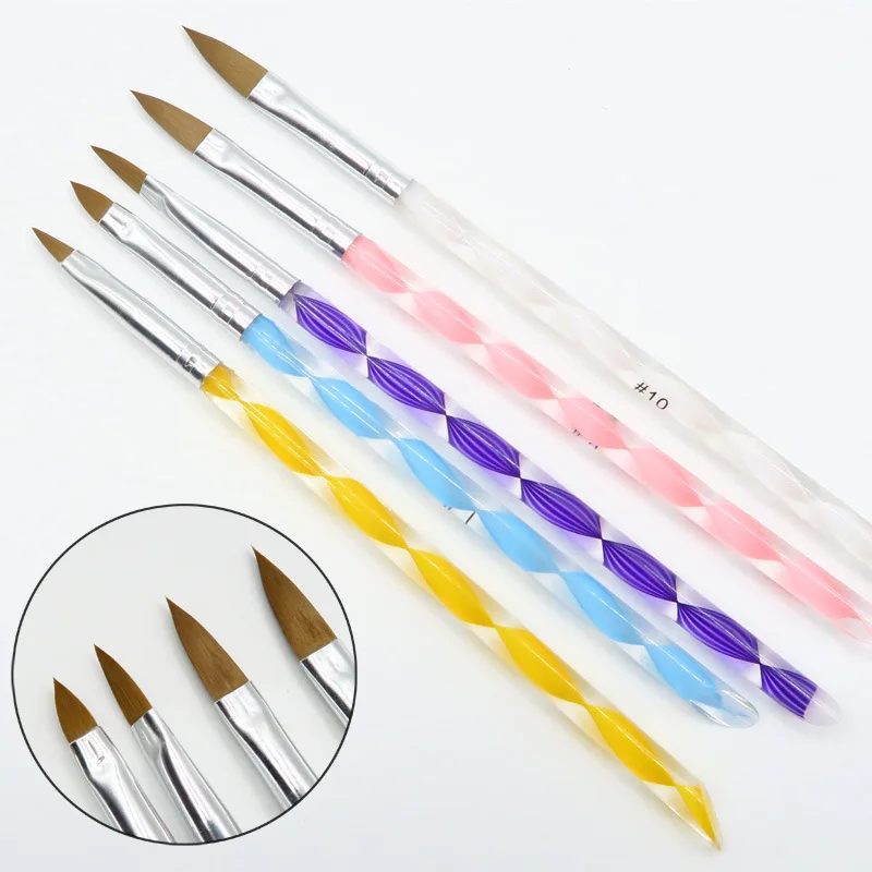 5Pcs Color 5 шт, пять размеров, высокое качество, профессиональная акриловая жидкость для ногтей, ручка, кисть, УФ акриловый гель для ногтей, пудра - Цвет: 5Pcs Color