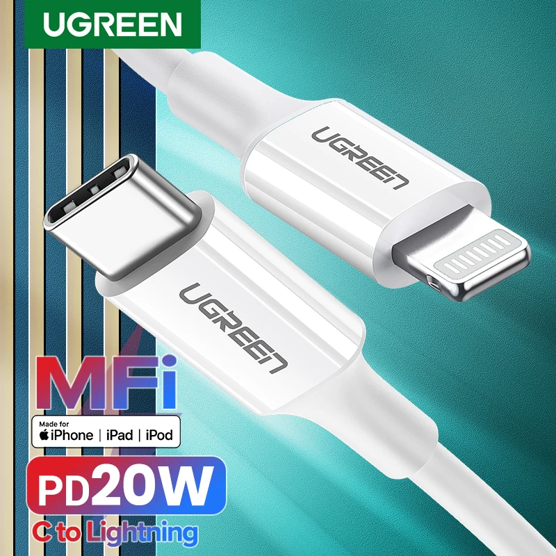 Кабель UGREEN MFi с USB Type C на Lightning для iPhone 12 mini Pro Max PD18W 20 Вт кабель быстрой зарядки и
