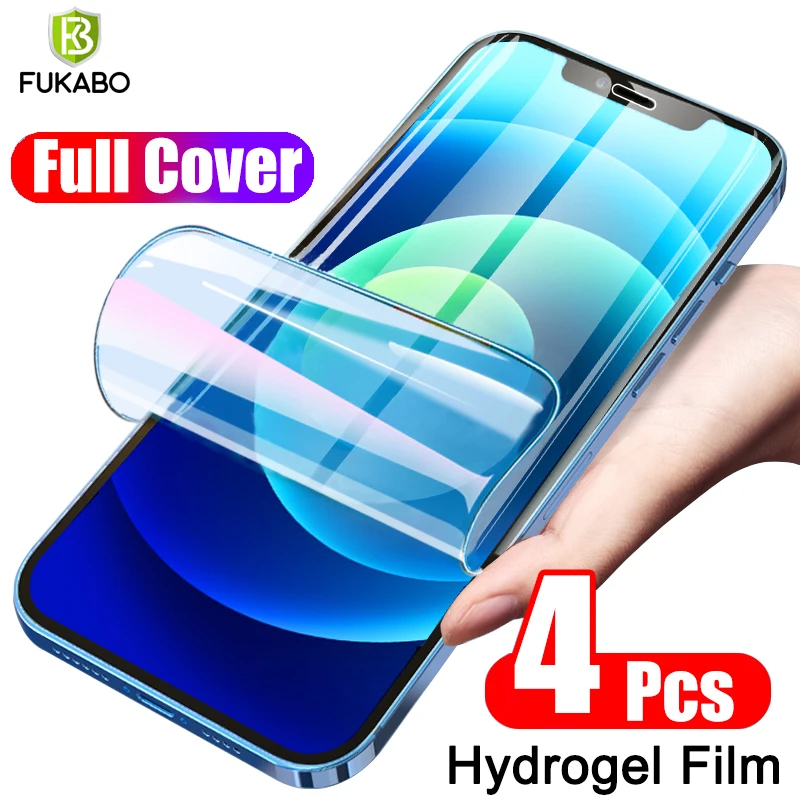 Гидрогелевая пленка для iPhone 12 Pro Max Mini 4 шт. Защита экрана 13 11 XS X XR 8 7 6S 6 Plus SE 2020 не