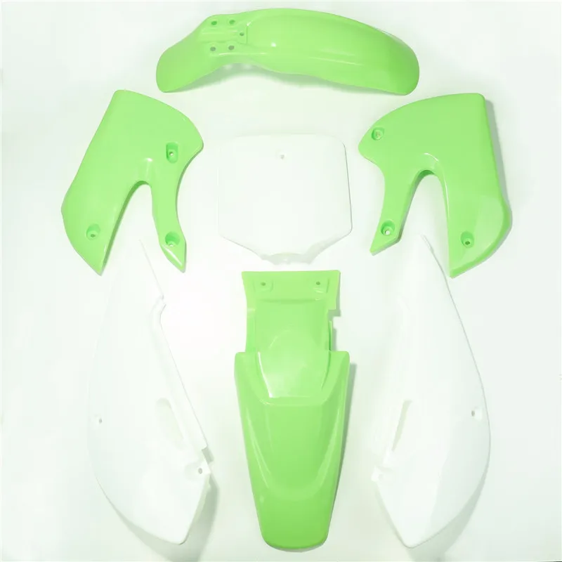 TDPRO для Kawasaki KLX 110 KX65 DRZ110 полные комплекты обтекателей мотоциклетные пластиковые накладки на корпус крылья Брызговики грязи питбайк 2002-2013 - Цвет: 4 Green 3 White