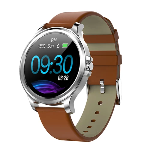 Полностью сенсорные водонепроницаемые Смарт-часы с Bluetooth, монитор сердечного ритма, кровяного давления, фитнес-трекер, модные мужские Смарт-часы, IOS, Android - Цвет: leather brown