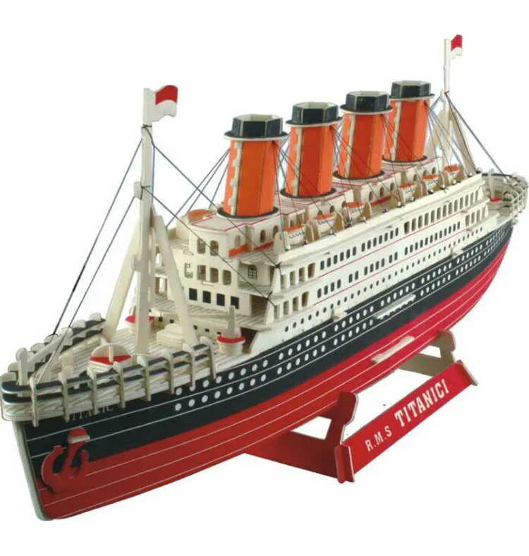 

Wood 3D Jigsaw Puzzle Children Hand-made Small Gifts DIY Hut Model Ship Model Large Titanic